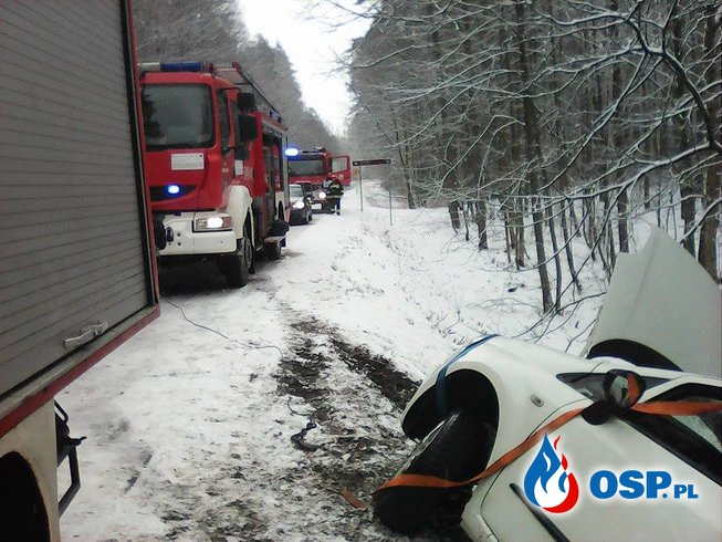 Wypadek na trasie Ukta - Piecki 3/2016 OSP Ochotnicza Straż Pożarna