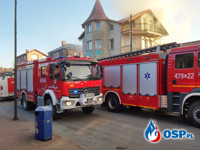 Pożar poddasza w Łebie OSP Ochotnicza Straż Pożarna