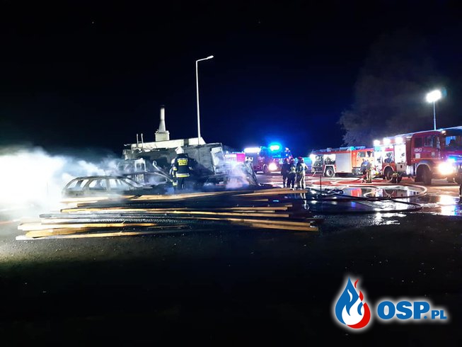 5 aut spłonęło w nocnym pożarze na Opolszczyźnie OSP Ochotnicza Straż Pożarna