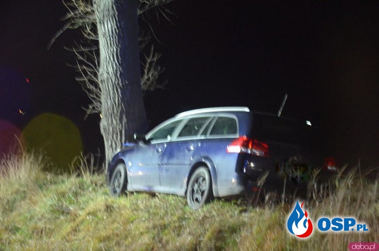Opel uderzył w drzewo! OSP Ochotnicza Straż Pożarna