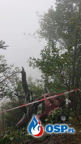 Wiatrakowiec rozbił się w Beskidach. Dwie osoby ranne OSP Ochotnicza Straż Pożarna