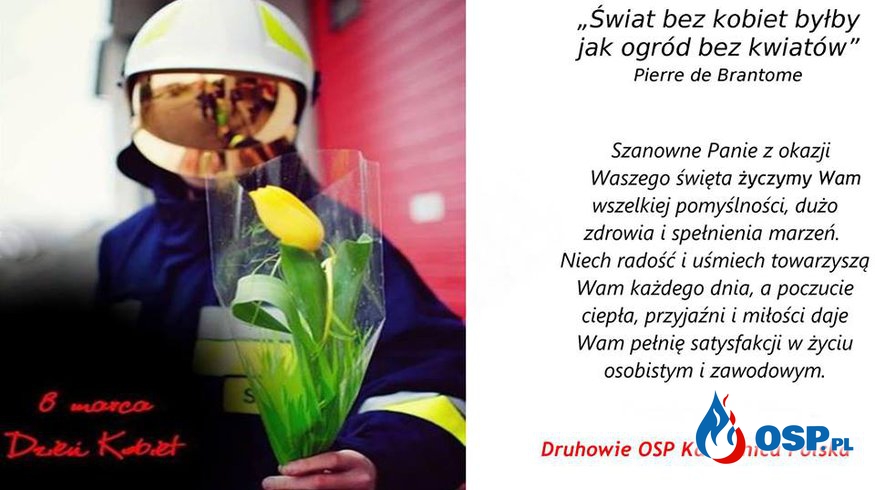 Dzień Kobiet. 8 marca. Życzenia. OSP Ochotnicza Straż Pożarna
