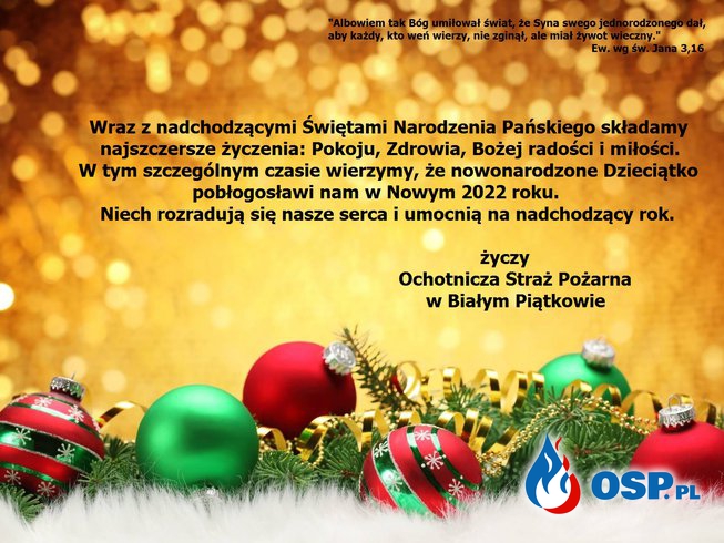 Wesołych Świąt Bożego Narodzenia! OSP Ochotnicza Straż Pożarna