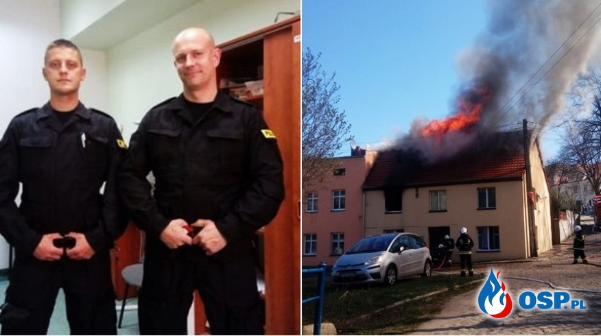 Policjanci wyprowadzili mieszkańców z płonącego budynku OSP Ochotnicza Straż Pożarna