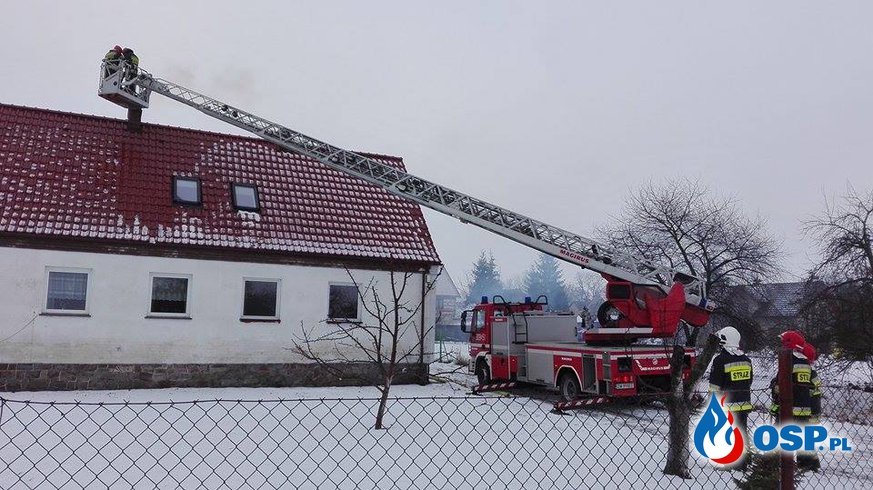  24.01.2016 - pożar sadzy w kominie w Mnichowicach OSP Ochotnicza Straż Pożarna