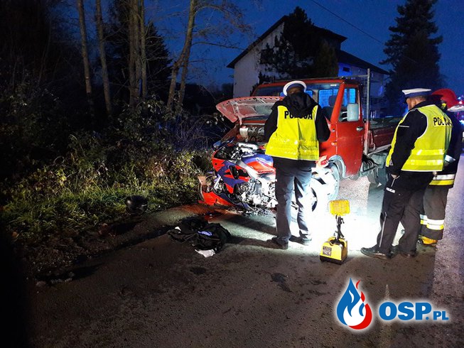Wypadek motocyklisty OSP Ochotnicza Straż Pożarna