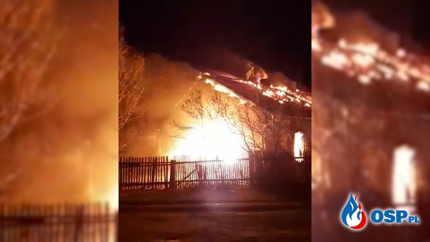 Dom doszczętnie spłonął po uderzeniu pioruna. OSP Ochotnicza Straż Pożarna