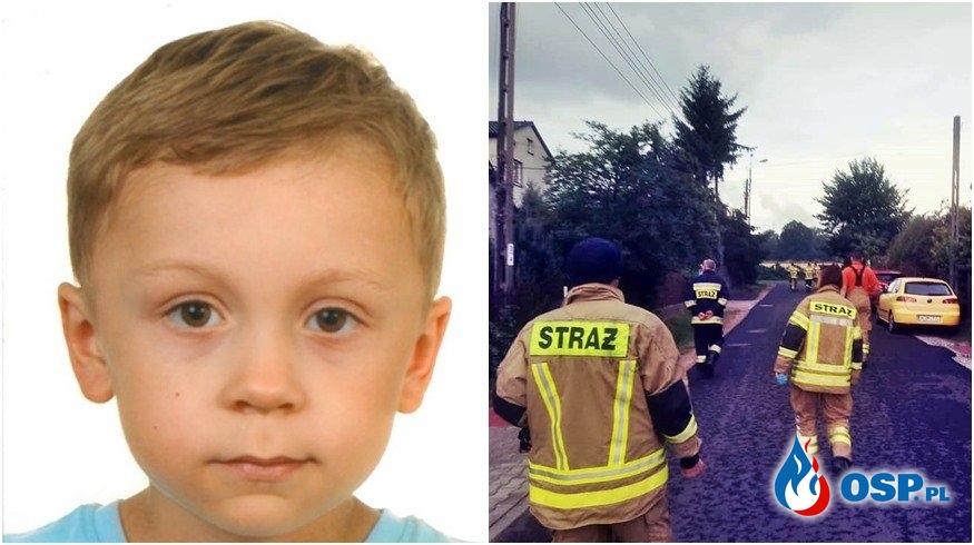 Policjanci i strażacy szukają 5-letniego Dawida. Jego ojciec zginął pod kołami pociągu. OSP Ochotnicza Straż Pożarna