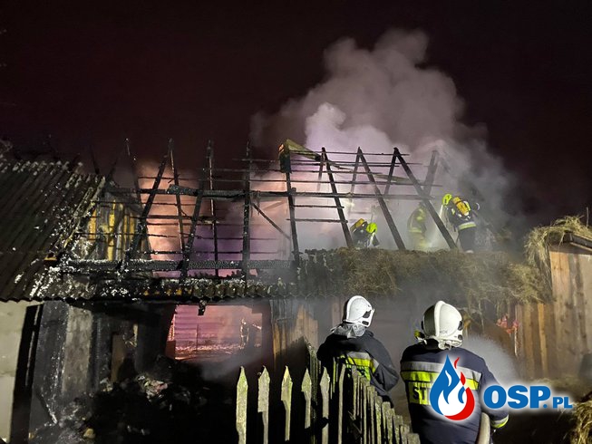 Pożar w Zubrzycy Górnej. Strażacy uratowali dom, ale stodoła doszczętnie spłonęła. OSP Ochotnicza Straż Pożarna
