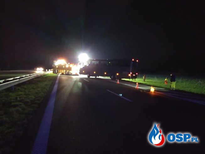 Wypadek autobusu z żołnierzami na autostradzie A4 OSP Ochotnicza Straż Pożarna