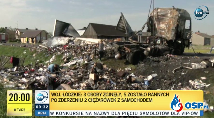 Czołowe zderzenie ciężarówek w Rękoraju. Nie żyją trzy osoby! OSP Ochotnicza Straż Pożarna