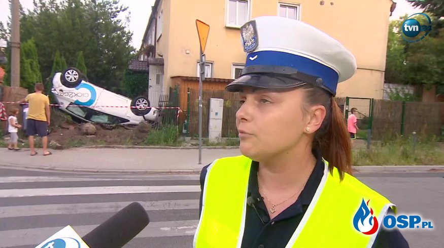 Policjantka: "Kierowca przyznał, że chciał z dużą prędkością pokonać zakręt". OSP Ochotnicza Straż Pożarna