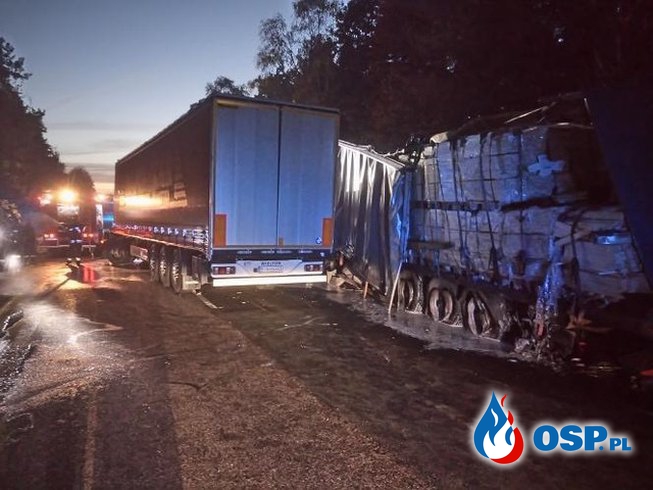 5-godzinna akcja strażaków po zderzeniu ciężarówek OSP Ochotnicza Straż Pożarna