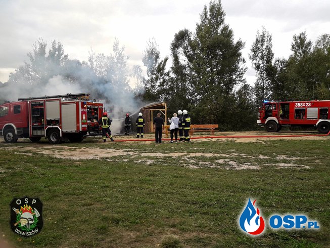 Dziwiszów: Pożar drewnianej altany. OSP Ochotnicza Straż Pożarna