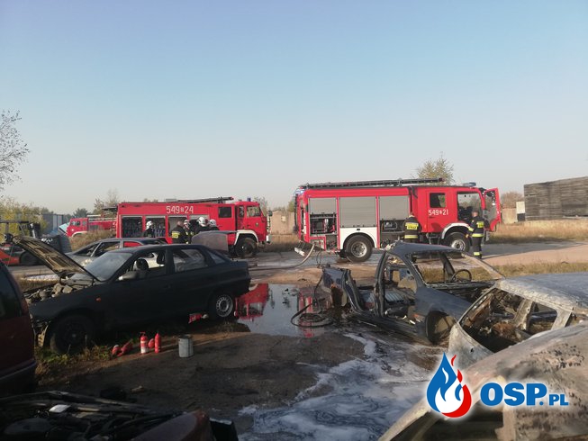 Pożar Samochodów Na Skupie  Złomu W Białym Borze OSP Ochotnicza Straż Pożarna