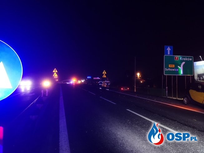 Wypadek dwóch samochodów osobowych na DK7 - 8 lutego 2020r. OSP Ochotnicza Straż Pożarna