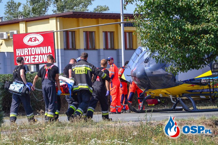 Wypadek motocyklisty w Opolu. W akcji LPR. OSP Ochotnicza Straż Pożarna