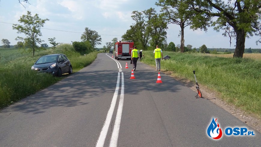 Groźny wypadek z udziałem motocykla Płoszkowo 24-05-2016r. OSP Ochotnicza Straż Pożarna