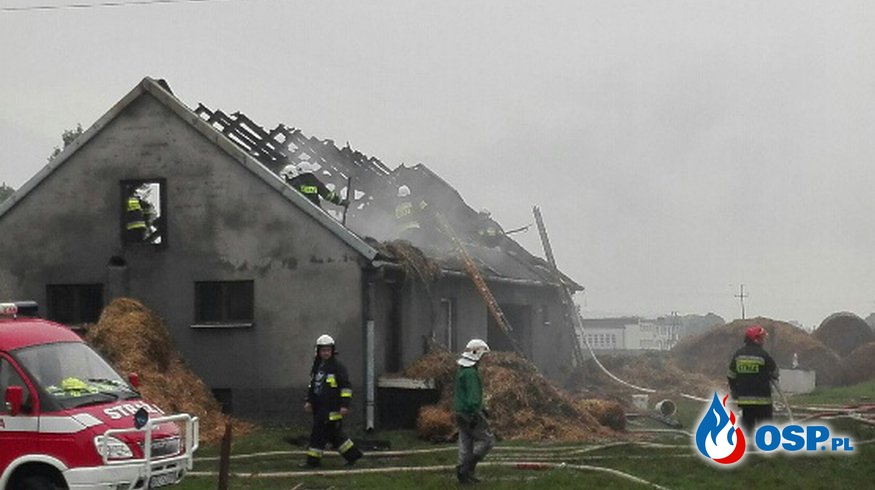 pożar budynku gospodarczego OSP Ochotnicza Straż Pożarna