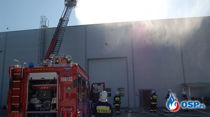 Ćwiczenia w Amice – ewakuacja hali produkcyjnej – wydział płyt grzejnych OSP Ochotnicza Straż Pożarna