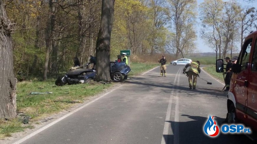 Tragedia przed Wielkanocą. Dwóch mężczyzn zginęło w wypadku pod Kwidzynem. OSP Ochotnicza Straż Pożarna