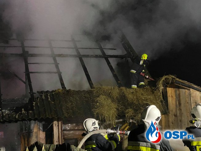 Pożar w Zubrzycy Górnej. Strażacy uratowali dom, ale stodoła doszczętnie spłonęła. OSP Ochotnicza Straż Pożarna