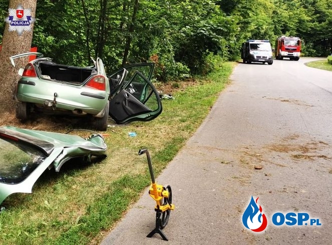 20-latka rozbiła auto na drzewie. Zginęła na miejscu. OSP Ochotnicza Straż Pożarna
