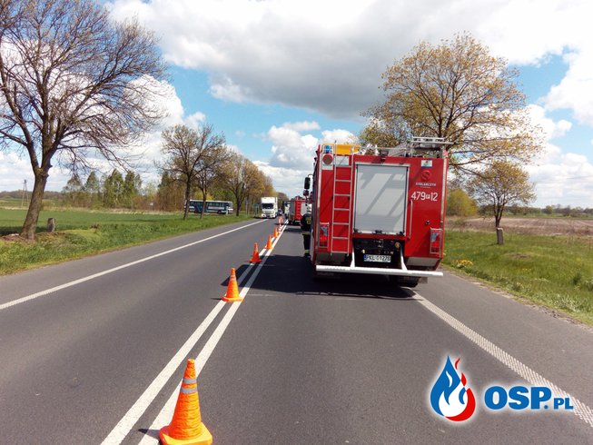Zderzenie na DK 92 w miejscowości Grzegorzew OSP Ochotnicza Straż Pożarna