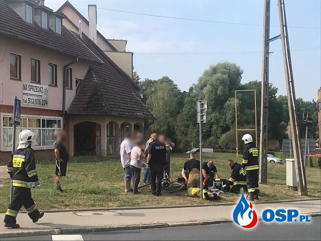 128/2019 Potrącenie rowerzysty w centrum - pomoc przedmedyczna OSP Ochotnicza Straż Pożarna