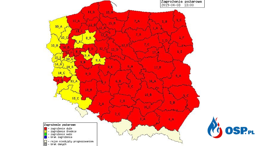 Najwyższy stopień zagrożenia pożarowego w lasach, prawie w całej Polsce OSP Ochotnicza Straż Pożarna