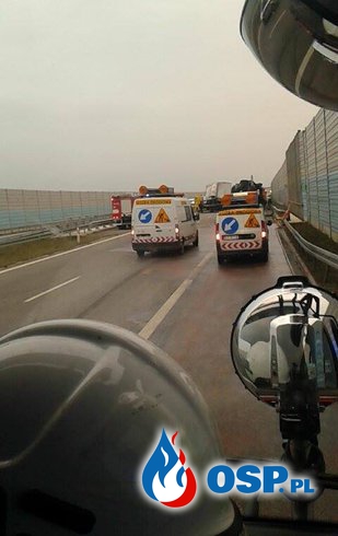 Wypadek na 383km A2 w kierunku Poznania OSP Ochotnicza Straż Pożarna