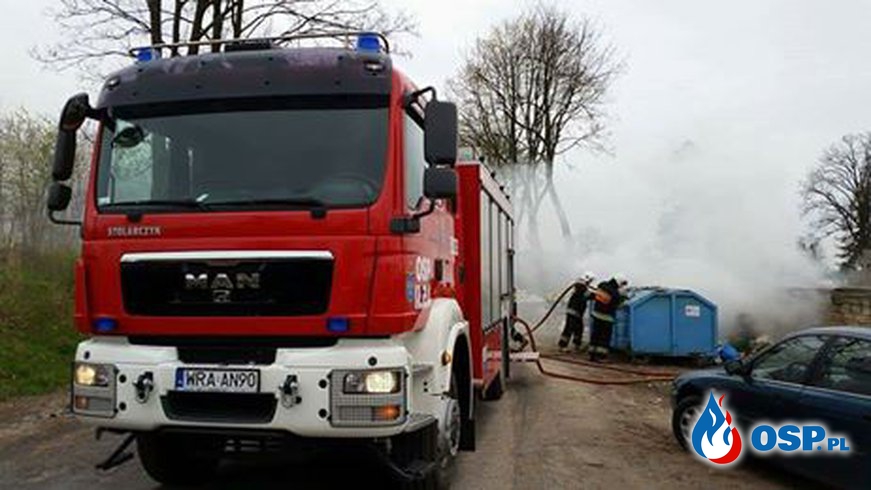 Pożar kontenera na śmieci - cmentarz - ul. Batalionów Chłopskich OSP Ochotnicza Straż Pożarna