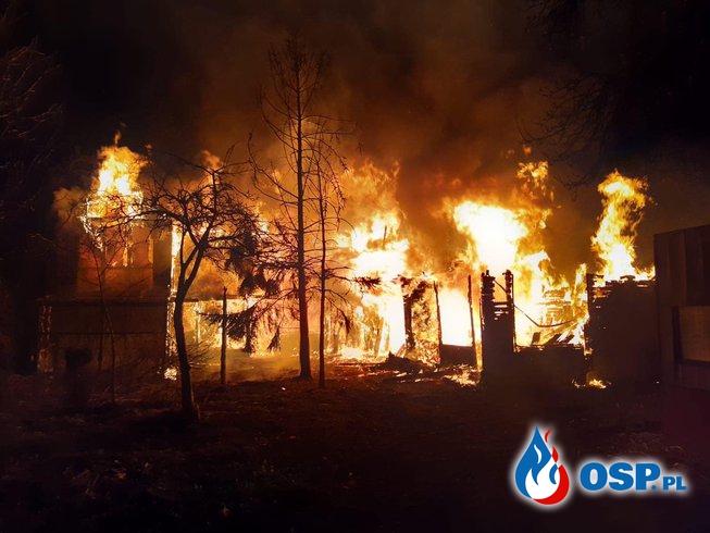 Pożar altan w Gdyni. W akcji 6 zastępów strażaków. OSP Ochotnicza Straż Pożarna