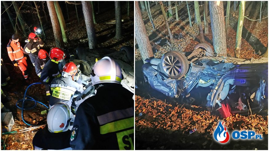 19-latek zginął w dachowaniu w Jamnicy. "Strażacy musieli użyć 3 zestawów hydraulicznych do wydobycia kierowcy". OSP Ochotnicza Straż Pożarna
