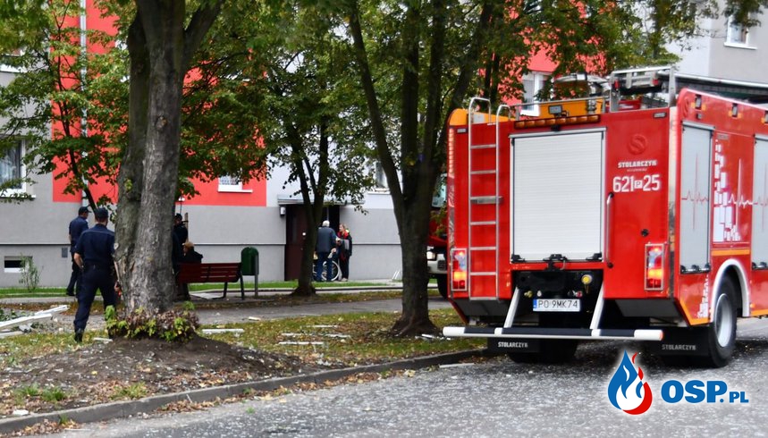 Trzy osoby ranne po eksplozji gazu w Turku. Wybuch zniszczył kilka mieszkań. OSP Ochotnicza Straż Pożarna