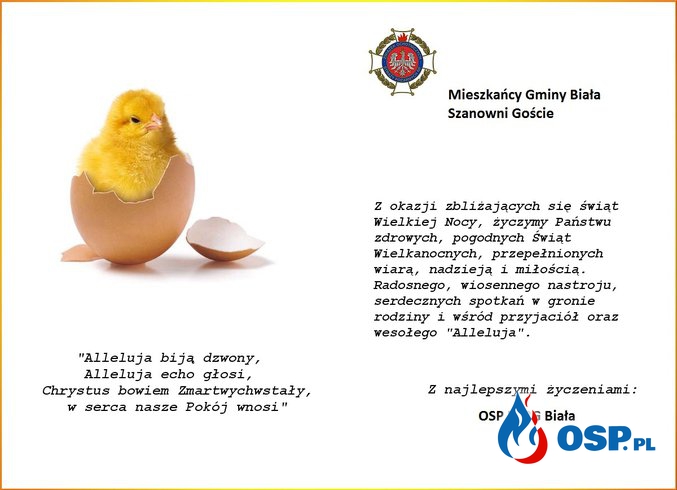 Szczęśliwych Świąt Wielkanocnych „ALELUJA” !!! OSP Ochotnicza Straż Pożarna