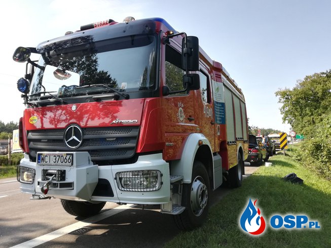 Kolizja 2 samochodów osobowych na DK7 OSP Ochotnicza Straż Pożarna
