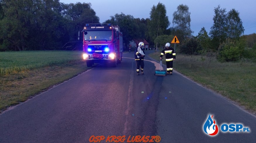 Plama oleju oraz w drodze powrotnej osoba nieprzytomna OSP Ochotnicza Straż Pożarna