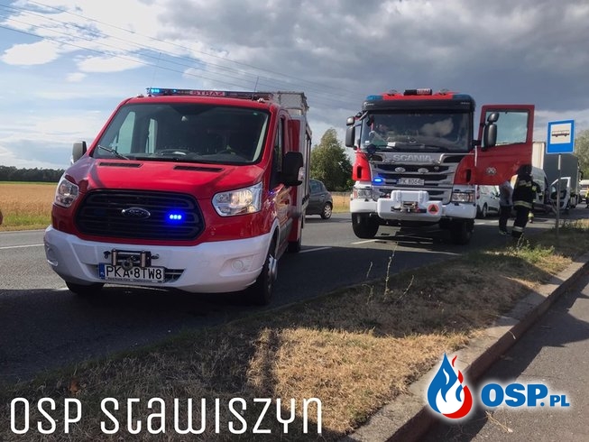 Dwie kolizje i wypadek w Zbiersku. W akcji śmigłowiec LPR. OSP Ochotnicza Straż Pożarna