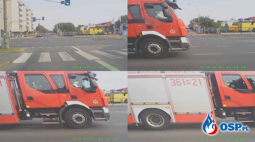 O krok od zderzenia z wozem strażackim na sygnale! Materiał z kamerki. OSP Ochotnicza Straż Pożarna