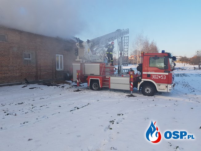 Pożar budynku mieszkalno - gospodarczego OSP Ochotnicza Straż Pożarna