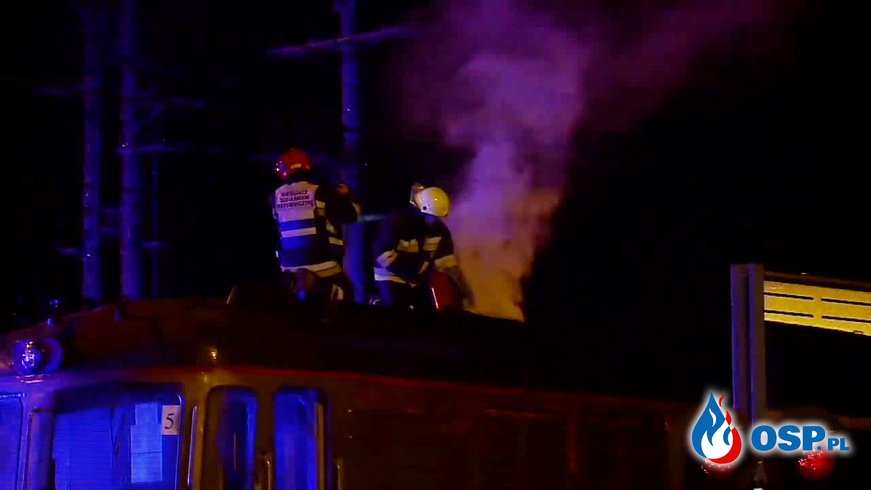 Pożar lokomotywy, ciągnącej cysterny z benzyną. Akcja strażaków w Woli Rzędzińskiej. OSP Ochotnicza Straż Pożarna