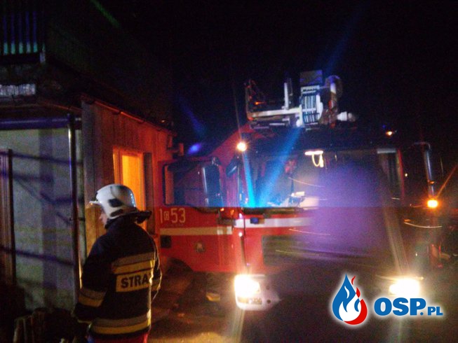 Płonący komin w Łebieniu OSP Ochotnicza Straż Pożarna