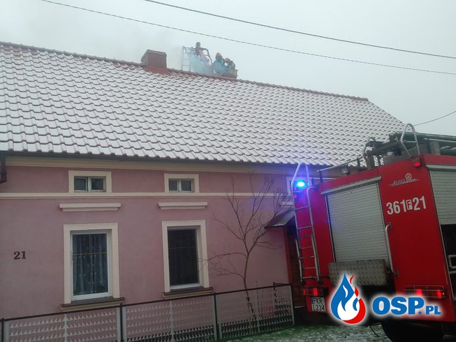 Pożar sady w przewodzie kominowym - Dobrosułów 04.01.2019 OSP Ochotnicza Straż Pożarna