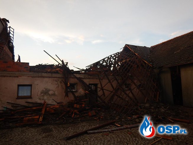 Silne wiatry i pozrywane dachy w miejscowości Nowy Dwór Prudnicki OSP Ochotnicza Straż Pożarna