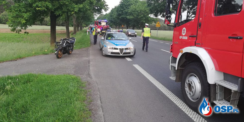 Poważny wypadek z udziałem motocykla pod Izbickiem OSP Ochotnicza Straż Pożarna