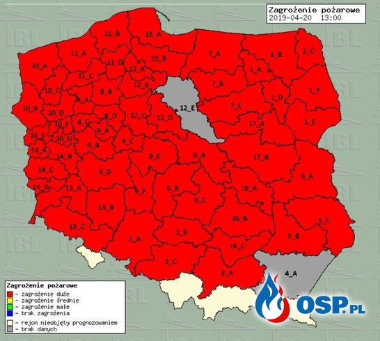 Najwyższy poziom zagrożenia pożarowego. Setki akcji strażaków w całej Polsce. OSP Ochotnicza Straż Pożarna