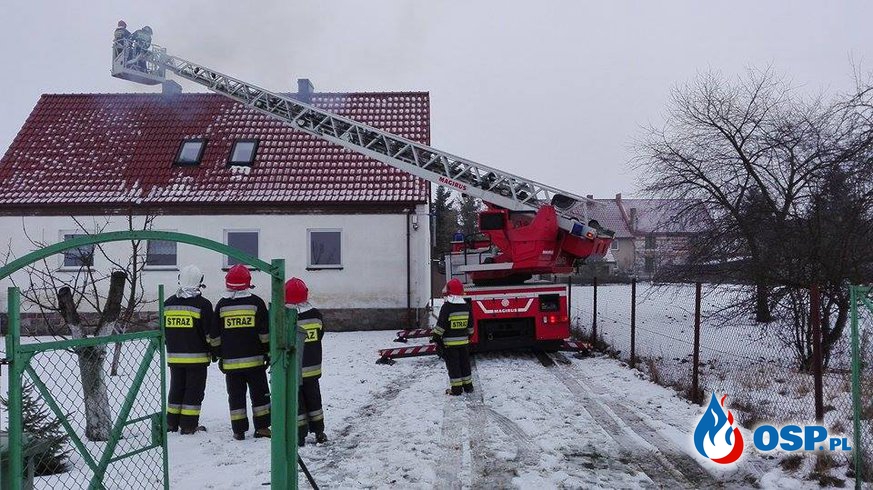  24.01.2016 - pożar sadzy w kominie w Mnichowicach OSP Ochotnicza Straż Pożarna