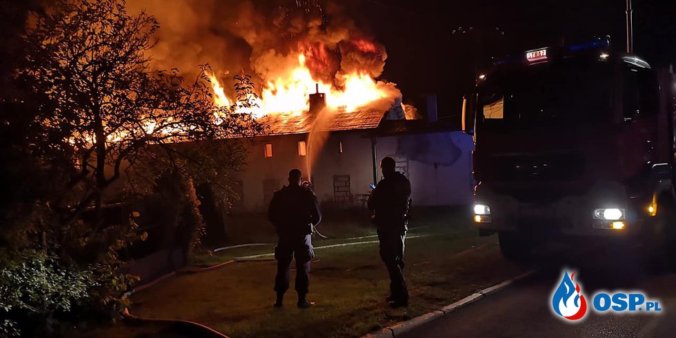 Nocny pożar budynku w Gogolinie OSP Ochotnicza Straż Pożarna