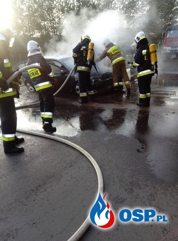 Stróżki – pożar samochodu OSP Ochotnicza Straż Pożarna